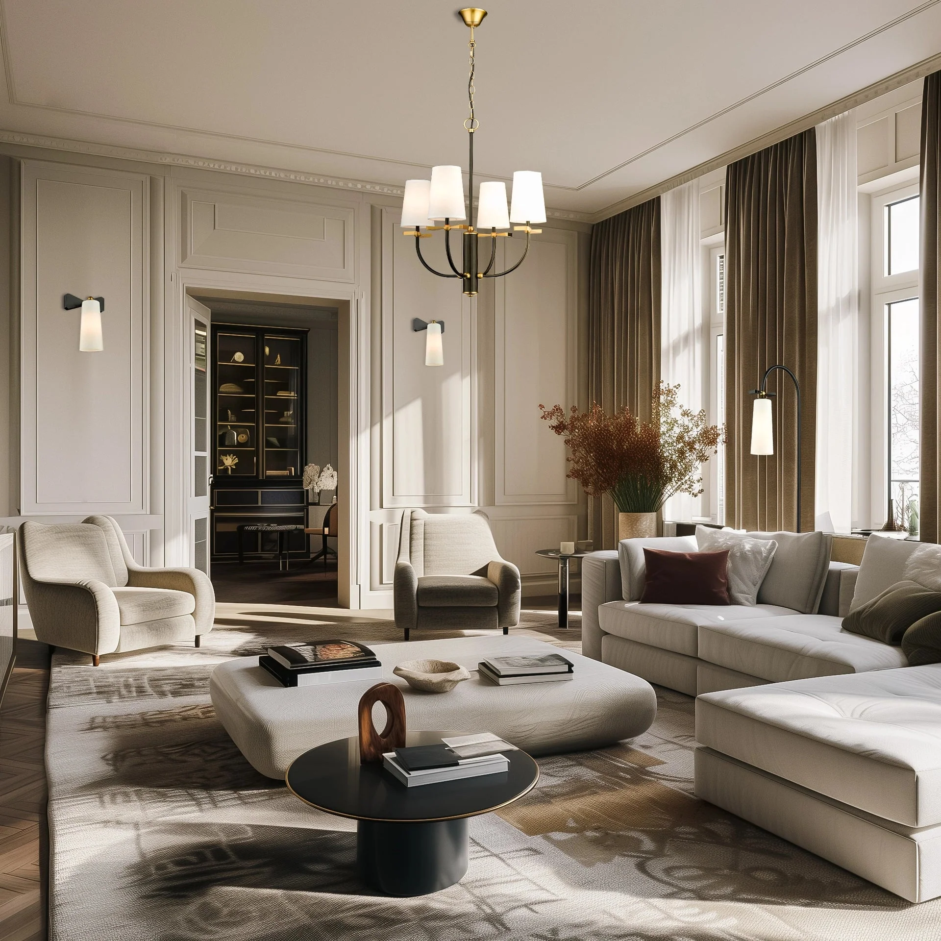 Floor lamp BOW White & Black Finish Marble Base - Image 8