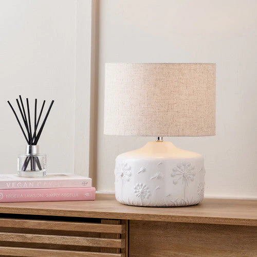 Flora Table Lamp- White Floral Ceramic - Image 5
