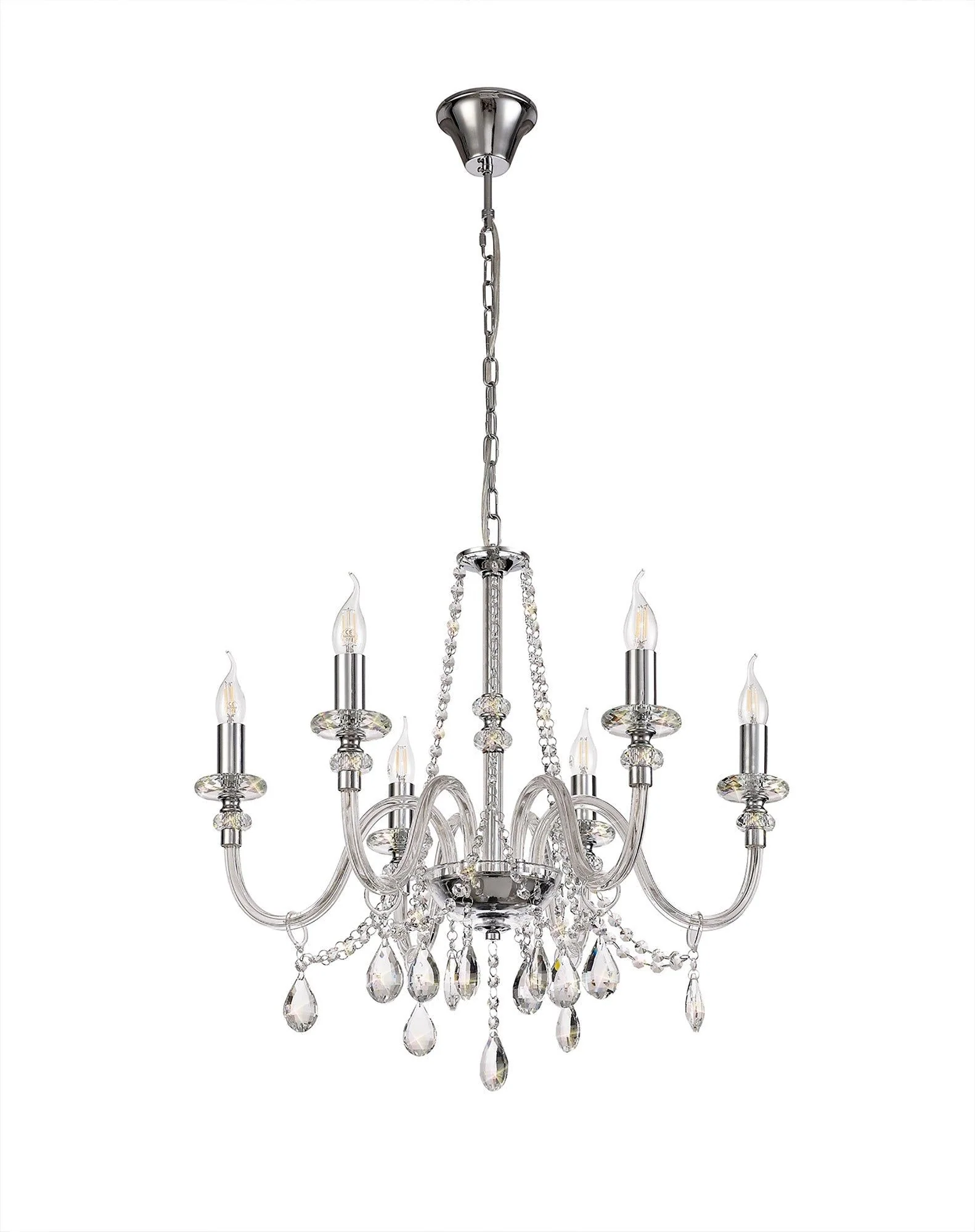 Floral 4/6/8 Light Polished Chrome/Clear Glass/Crystal - Image 3