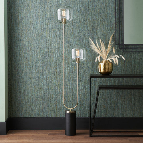 Florence Black Metal and Glass Floor Lamp - Image 3