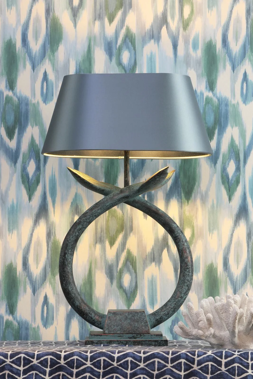 Fluke Table Lamp Base Only- Verdigris/Black Silver - Image 10