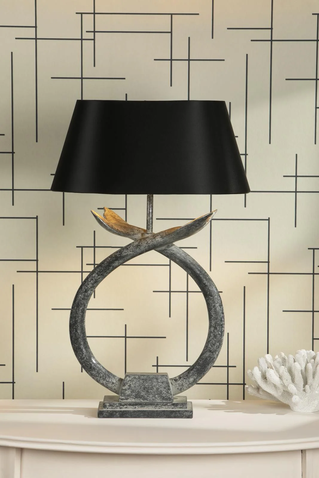 Fluke Table Lamp Base Only- Verdigris/Black Silver - Image 6