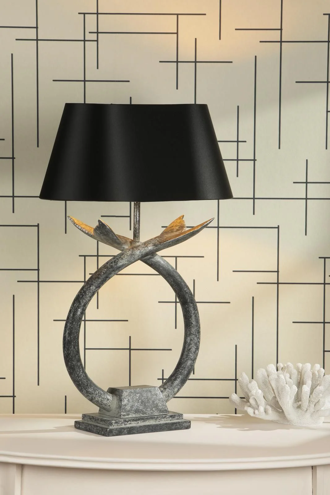 Fluke Table Lamp Base Only- Verdigris/Black Silver - Image 7