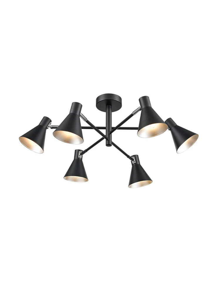 Focus 3/6Lt Indoor Semi Flush Ceiling Light - Black & Silver/Black & Gold Finish - Image 2