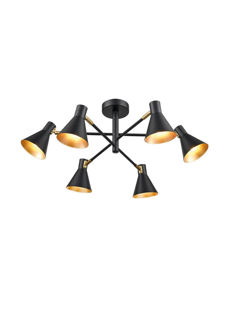 Focus 3/6Lt Indoor Semi Flush Ceiling Light - Black & Silver/Black & Gold Finish - Image 4