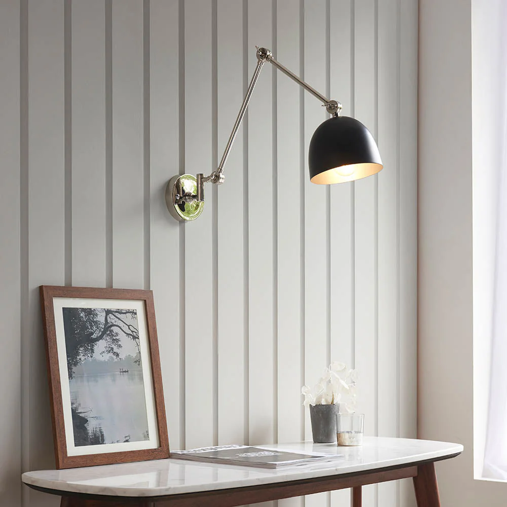 Focus Swing Arm Wall - Antique Brass/Polished Nickel E27 - Image 15