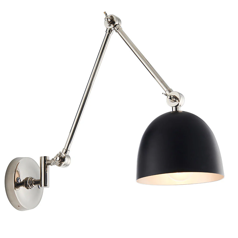 Focus Swing Arm Wall - Antique Brass/Polished Nickel E27 - Image 2