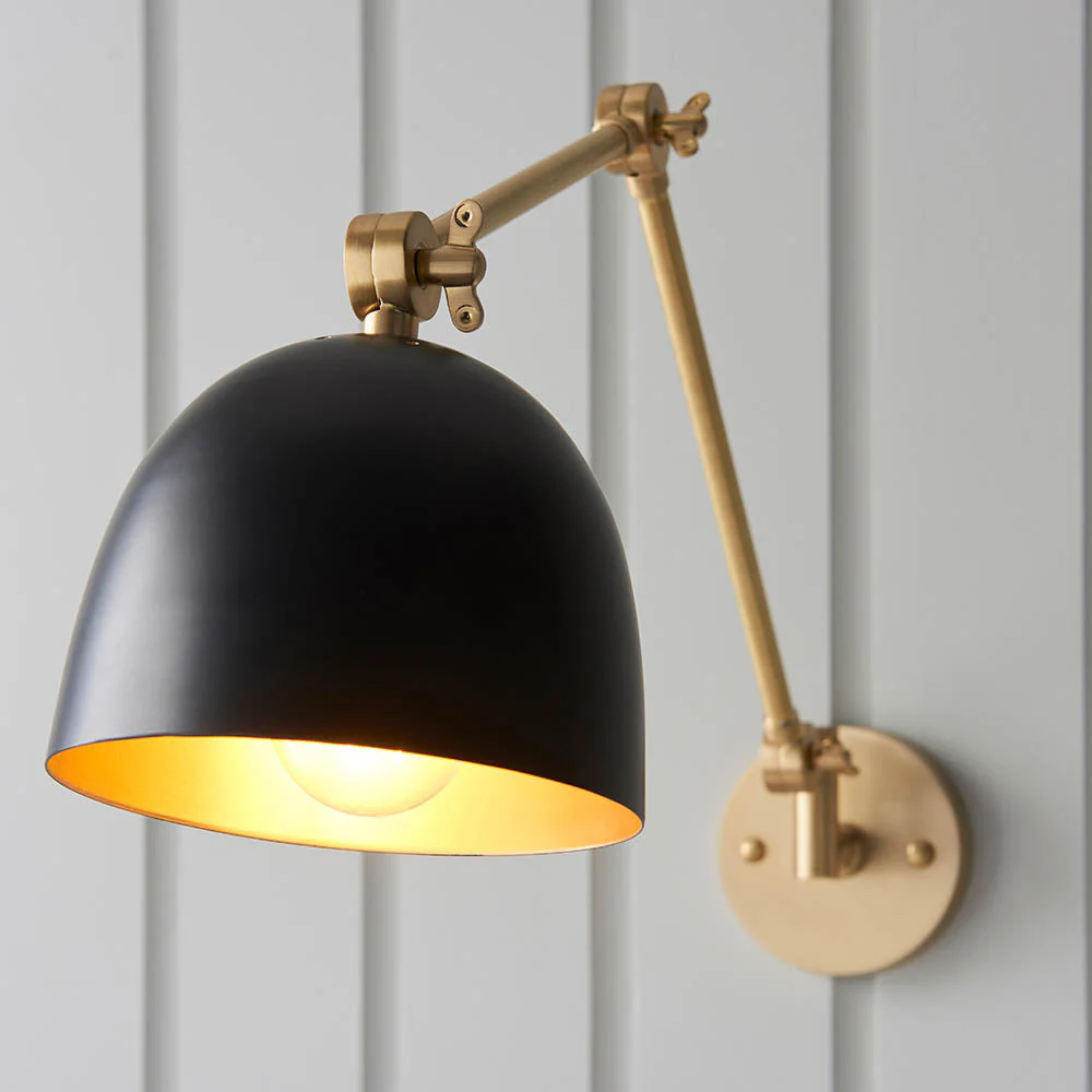 Focus Swing Arm Wall - Antique Brass/Polished Nickel E27 - Image 3