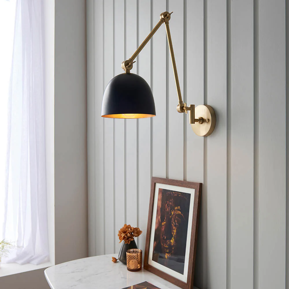 Focus Swing Arm Wall - Antique Brass/Polished Nickel E27 - Image 6