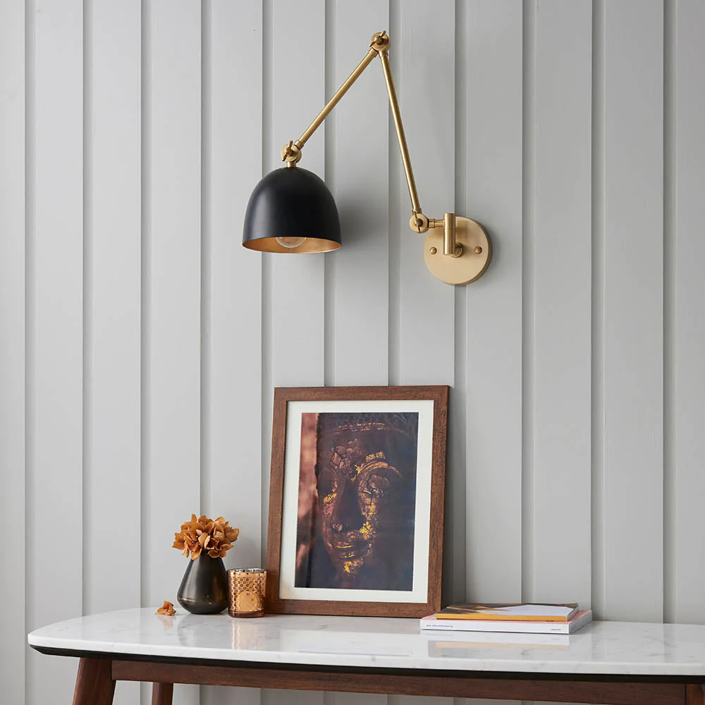 Focus Swing Arm Wall - Antique Brass/Polished Nickel E27 - Image 7