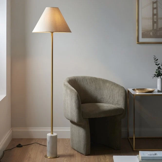 Fontiane 1Lt Floor Lamp - Brass & Marble - Image 2
