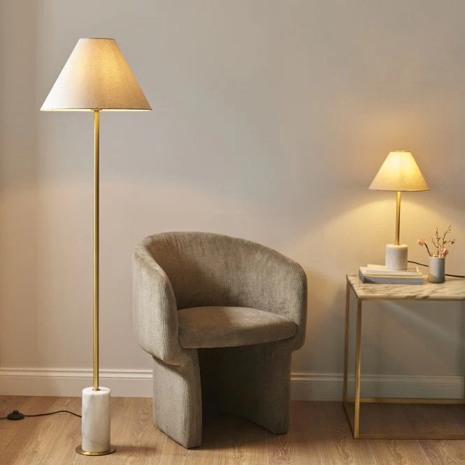 Fontiane 1Lt Floor Lamp - Brass & Marble - Image 4