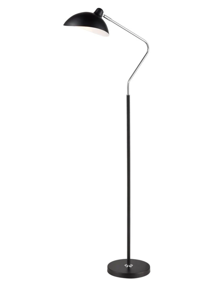 Forge Standard Floor Lamp E27 Matt White/Matt Black  & Chrome Finish - Image 2