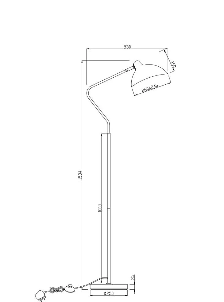 Forge Standard Floor Lamp E27 Matt White/Matt Black  & Chrome Finish - Image 3