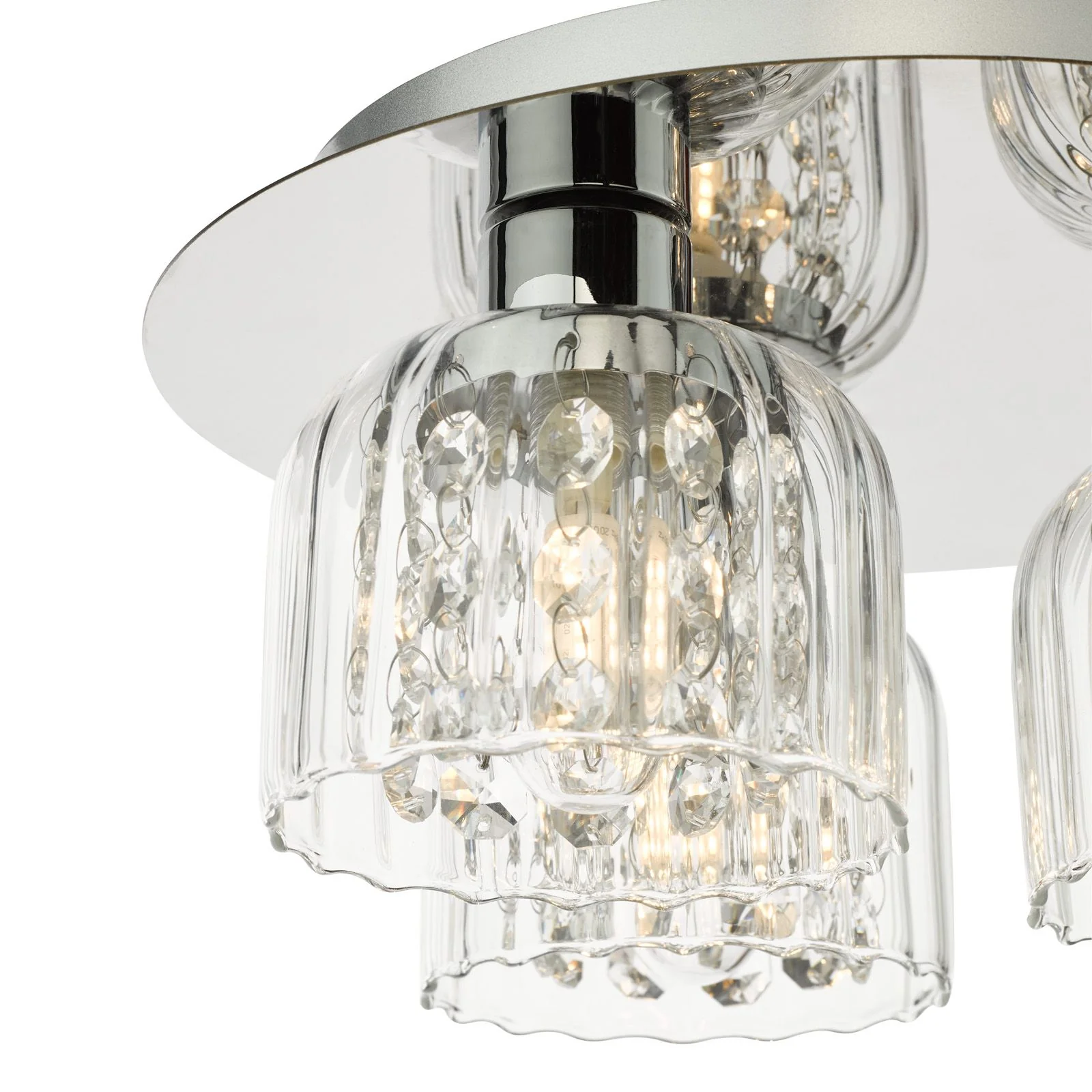 Forseti 3 Light Bathroom Flush Light IP44- Polished Chrome and Glass - Image 3