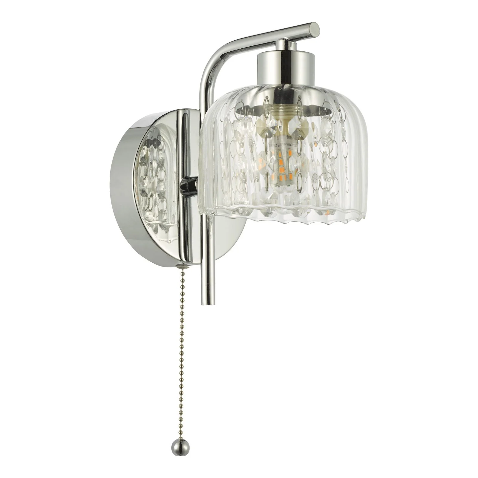 Forseti Bathroom Wall Light IP44 - Polished Chrome and Glass IP44 - Image 2