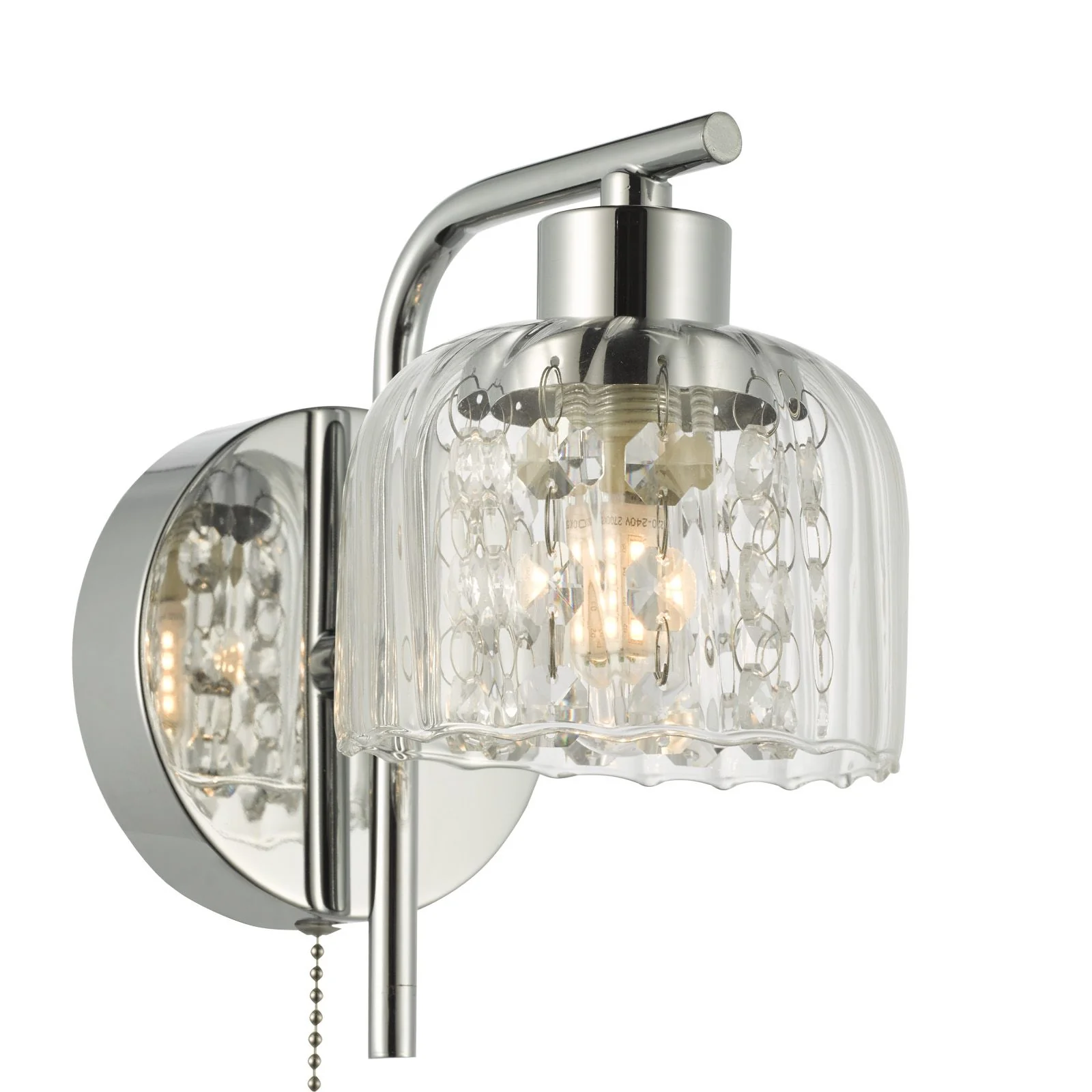 Forseti Bathroom Wall Light IP44 - Polished Chrome and Glass IP44 - Image 3