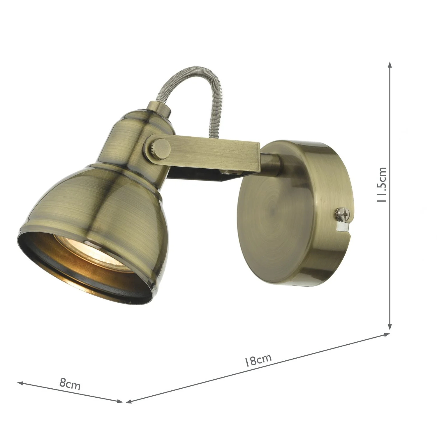 Fothergill Single Wall Spotlight - Antique Brass - Image 2