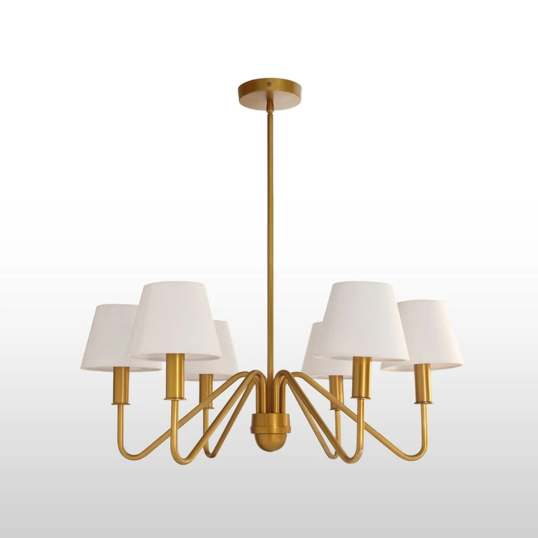Celtic Four/Six Arm Brass Chandelier- Green/ White Shades - Image 11
