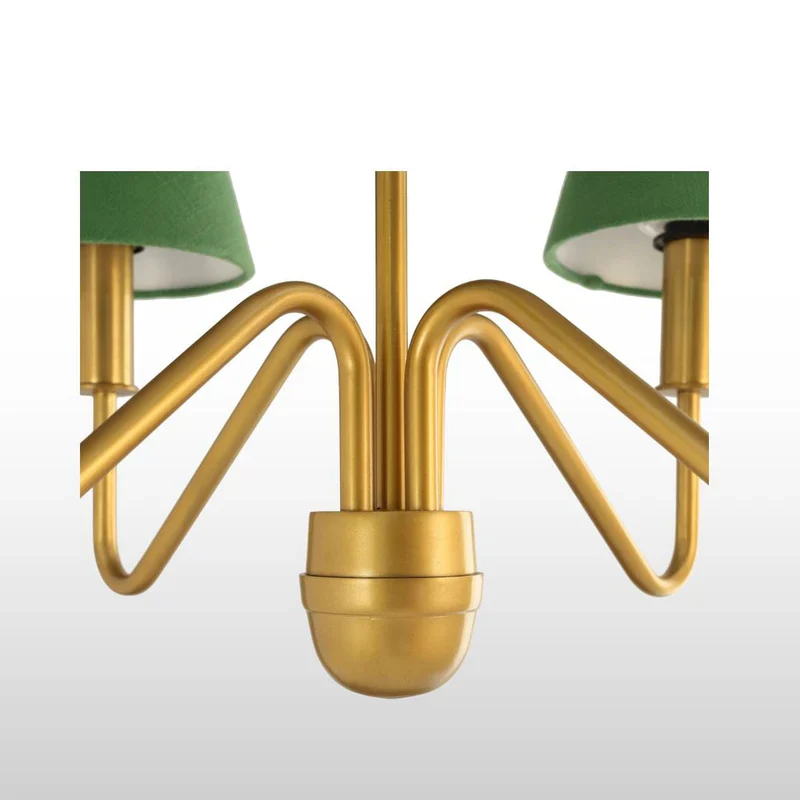 Celtic Four/Six Arm Brass Chandelier- Green/ White Shades - Image 14