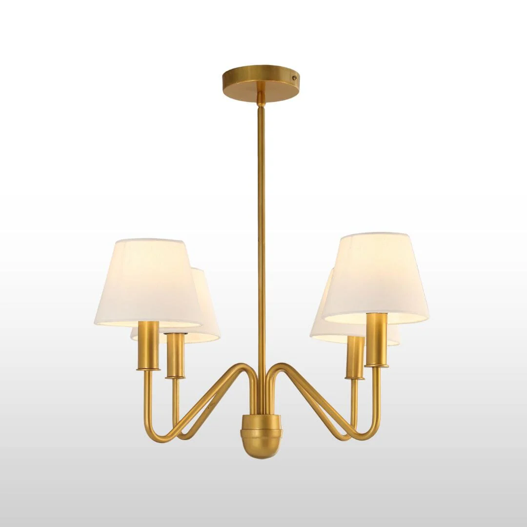 Celtic Four/Six Arm Brass Chandelier- Green/ White Shades - Image 2