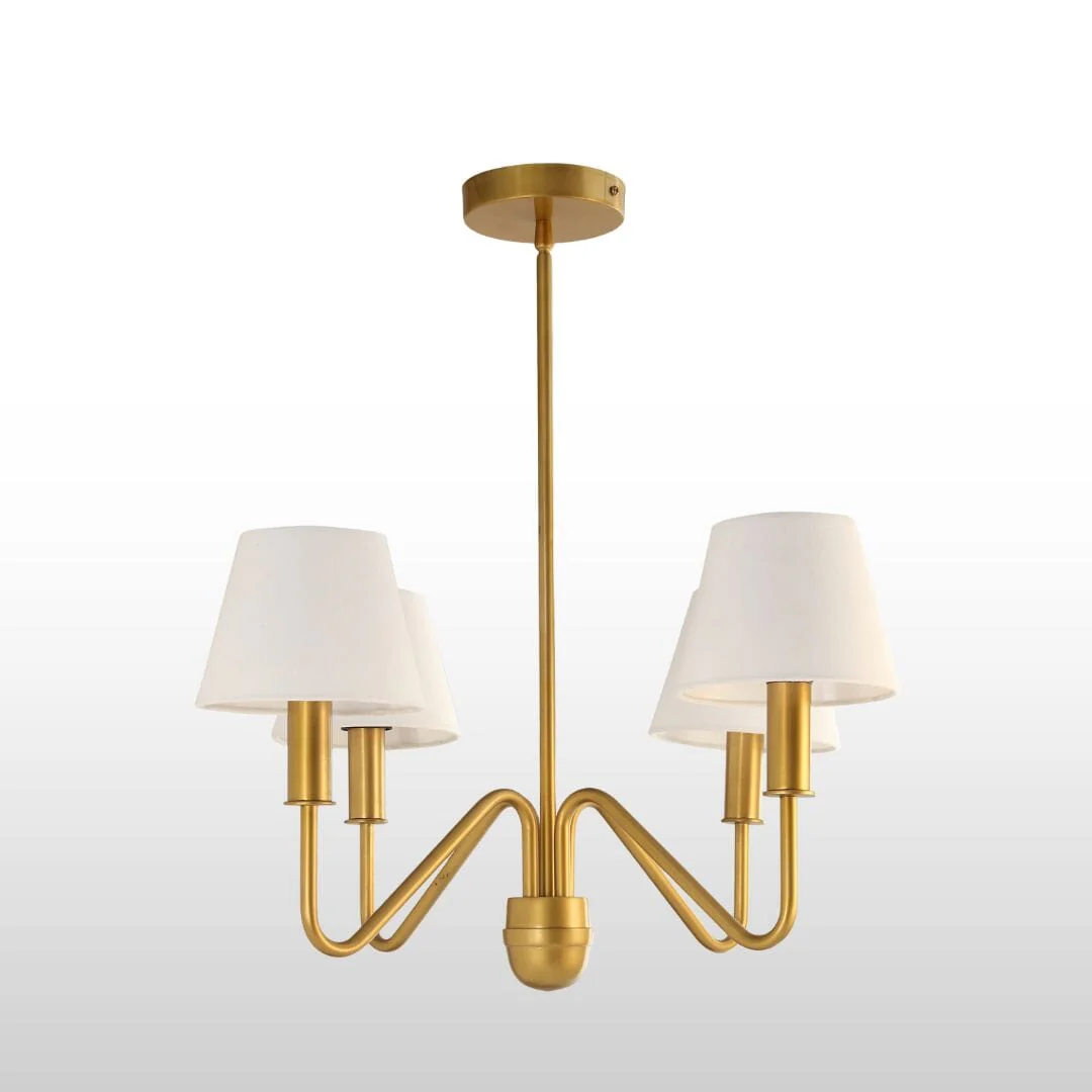 Celtic Four/Six Arm Brass Chandelier- Green/ White Shades - Image 4