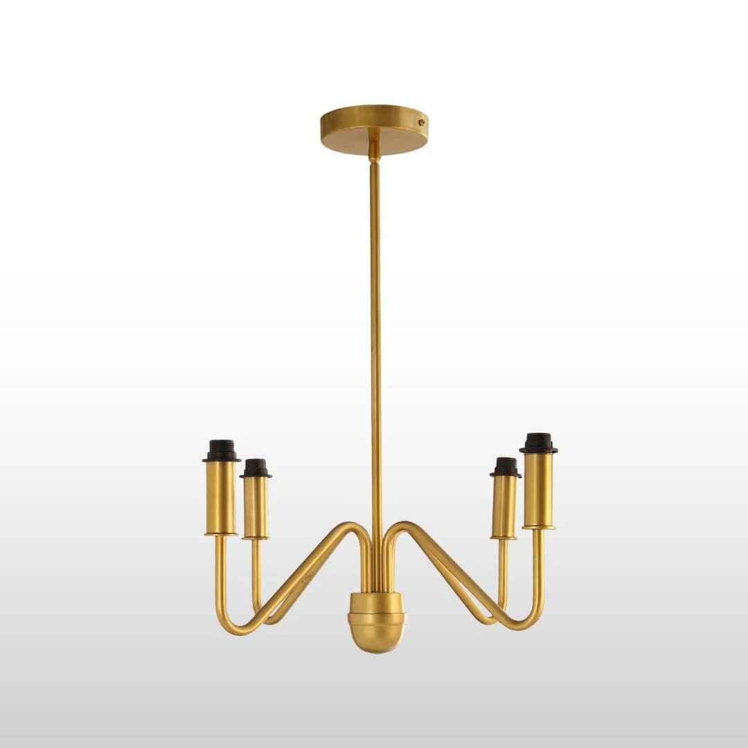 Celtic Four/Six Arm Brass Chandelier- Green/ White Shades - Image 7