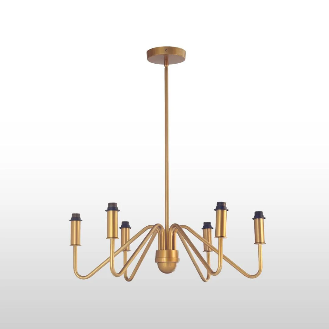Celtic Four/Six Arm Brass Chandelier- Green/ White Shades - Image 8