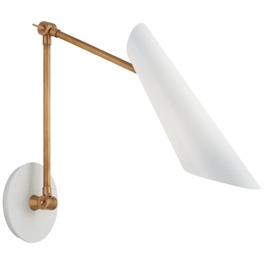 Franca Library Wall Light - Black/White & Brass - Image 2
