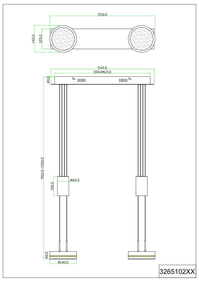 Franklin 3Lt Linear Pendant - Anthracite - Image 2