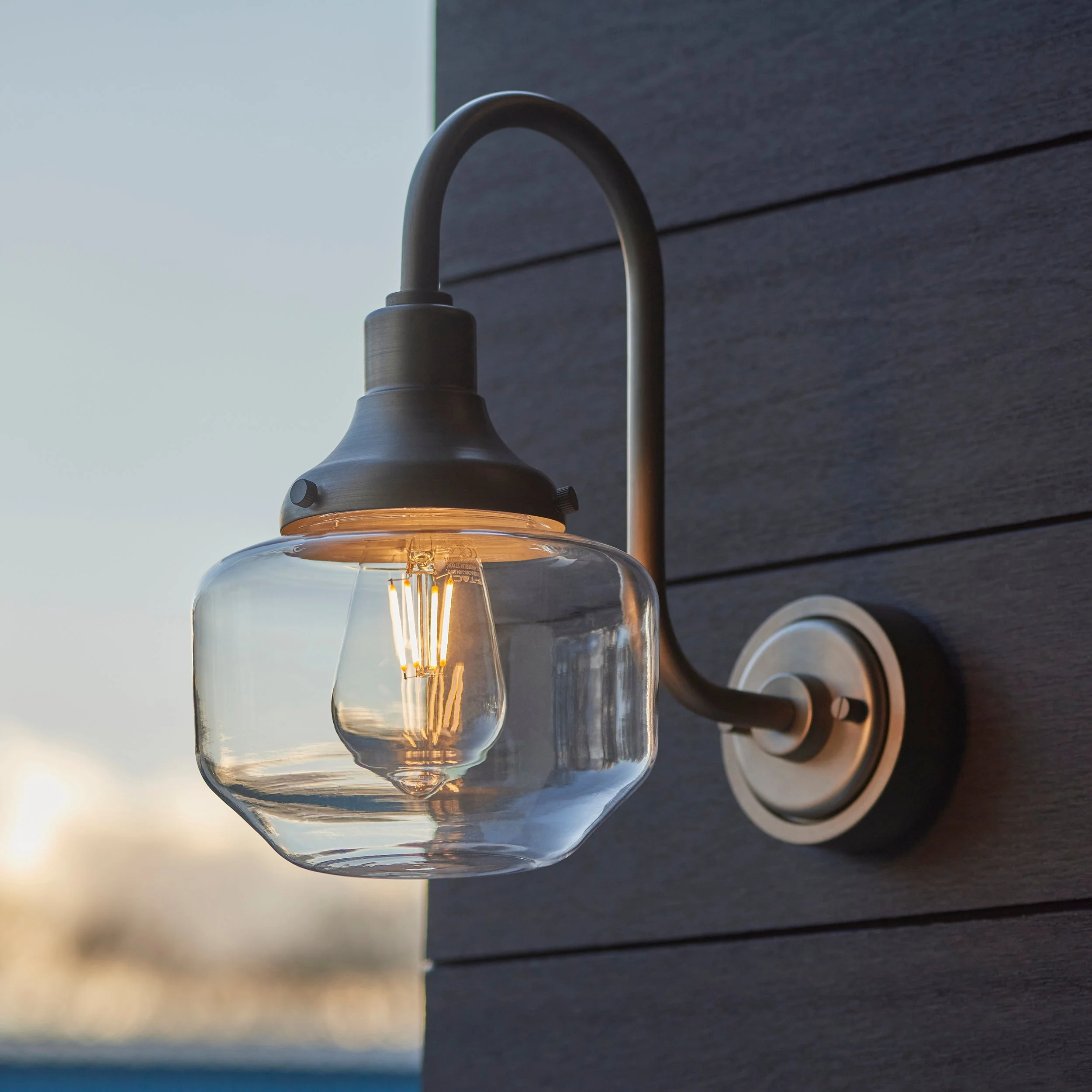 Fresco Outdoor Wall Light - Matt Black / Brushed Silver - Image 5