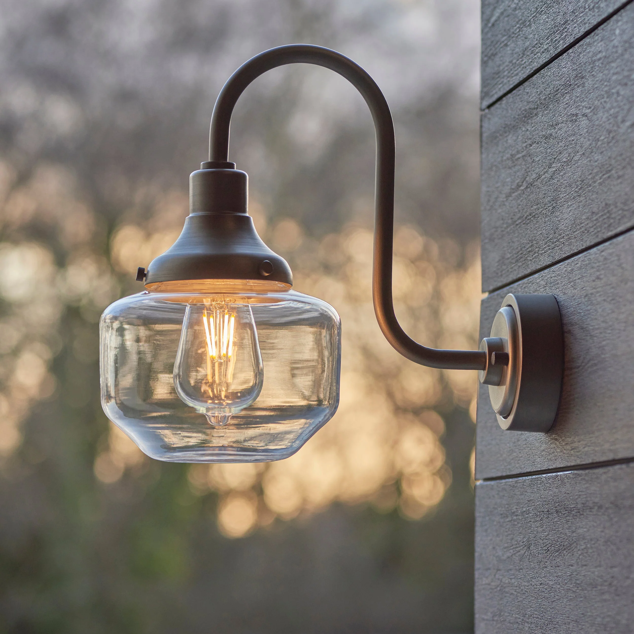 Fresco Outdoor Wall Light - Matt Black / Brushed Silver - Image 6