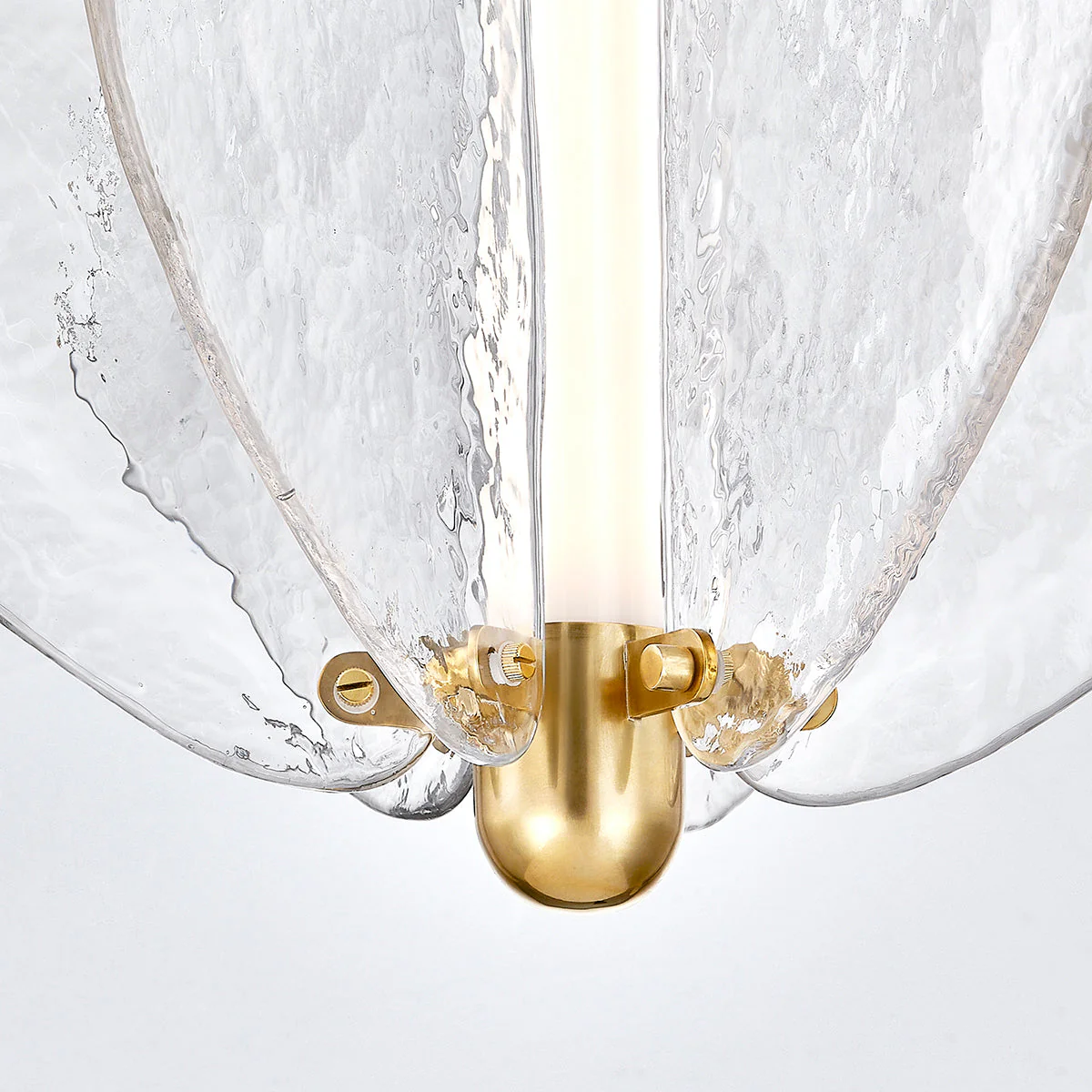 Freya LED 1Lt Pendant - Piastre Glass & Brass - Image 2