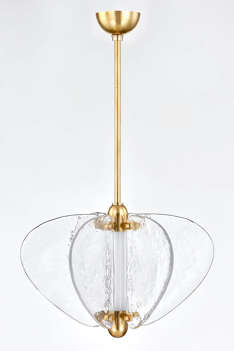 Freya LED 1Lt Pendant - Piastre Glass & Brass - Image 3