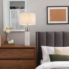 Freya Marble Table Lamp- Satin Chrome/ Antique Brass Finishes - Image 3