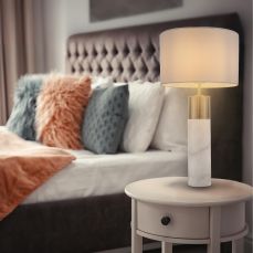 Freya Marble Table Lamp- Satin Chrome/ Antique Brass Finishes - Image 4