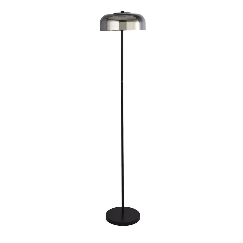 Frisbee Floor Lamp - Black Metal & Smoked Glass Integrated LED - Image 2