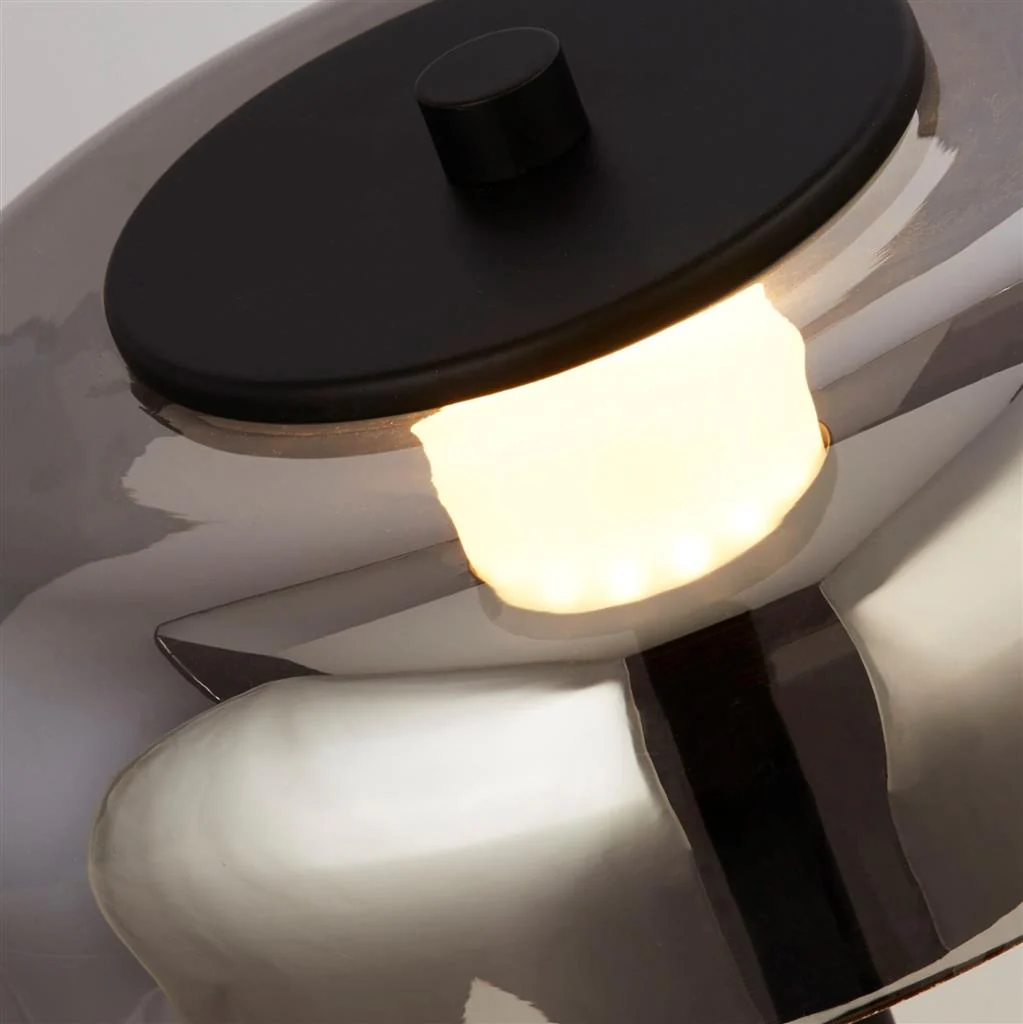 Frisbee Floor Lamp - Black Metal & Smoked Glass Integrated LED - Image 3