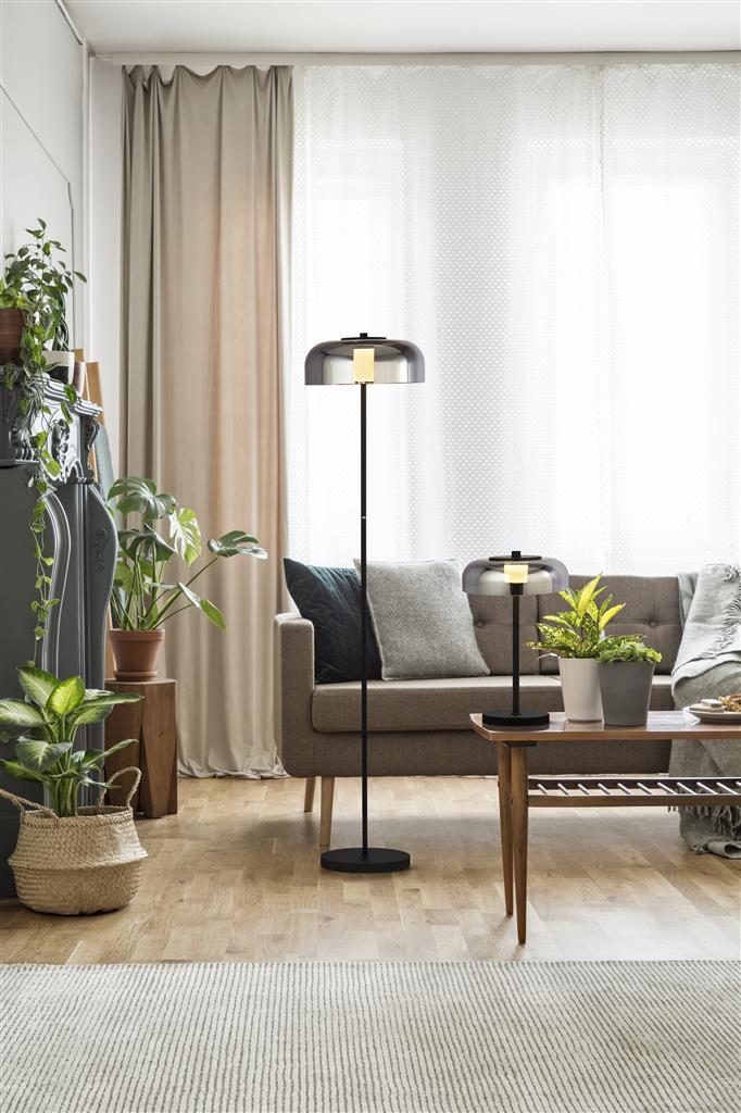 Frisbee Floor Lamp - Black Metal & Smoked Glass Integrated LED - Image 5