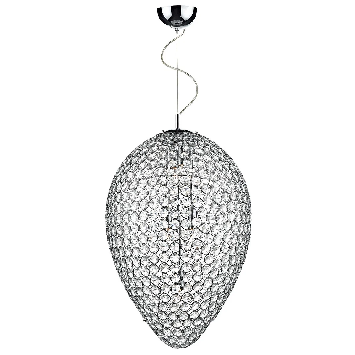 Frost 5 Light Pendant Polished Chrome and Clear Faceted Crystal - Image 2
