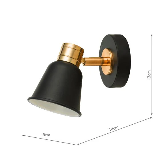 Fry Single Wall Spotlight - Black & Rose Gold - Image 3