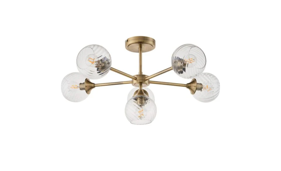 Furze 6Lt/ 8Lt Multi-Arm Pendant - Antique Brass/Bright Nickel