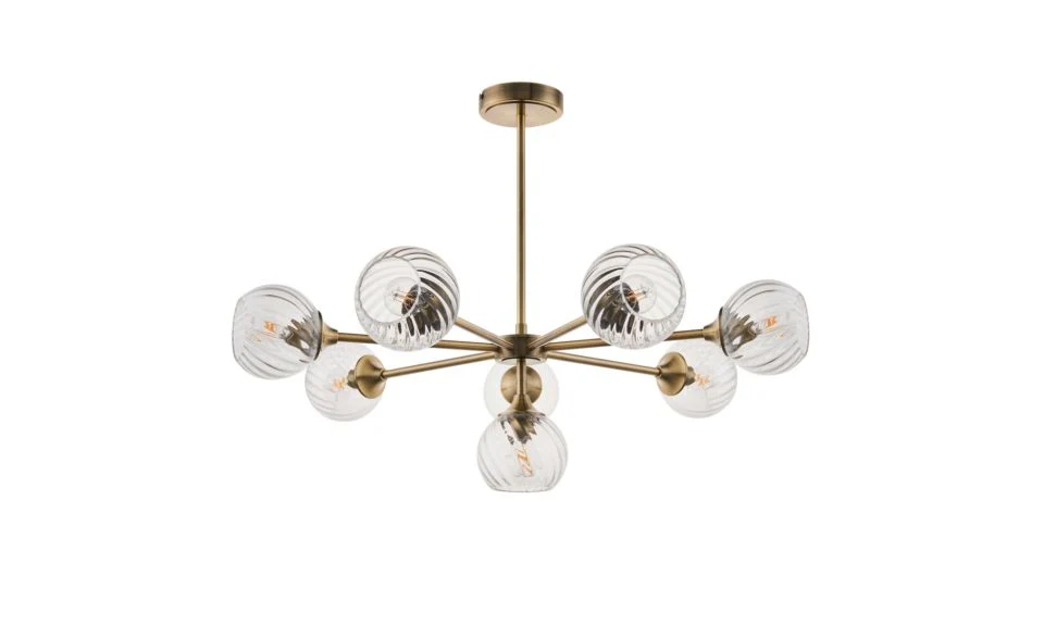 Furze 6Lt/ 8Lt Multi-Arm Pendant - Antique Brass/Bright Nickel - Image 11
