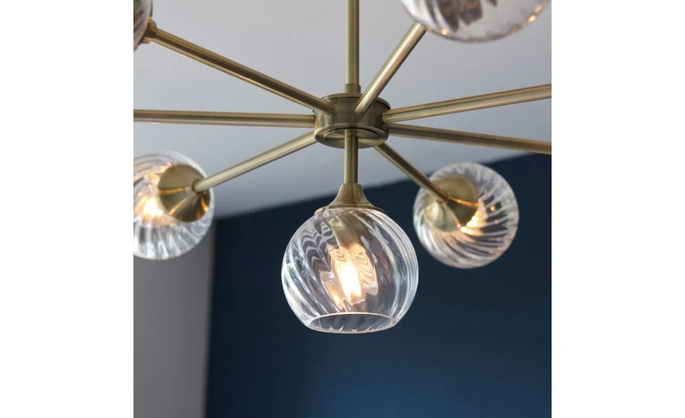 Furze 6Lt/ 8Lt Multi-Arm Pendant - Antique Brass/Bright Nickel - Image 14