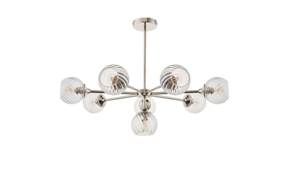 Furze 6Lt/ 8Lt Multi-Arm Pendant - Antique Brass/Bright Nickel - Image 16