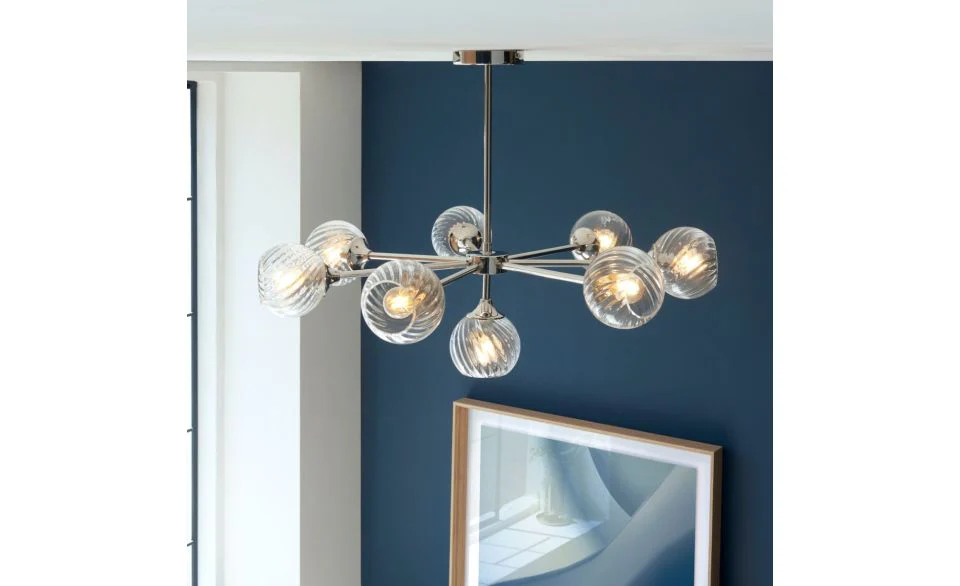 Furze 6Lt/ 8Lt Multi-Arm Pendant - Antique Brass/Bright Nickel - Image 17