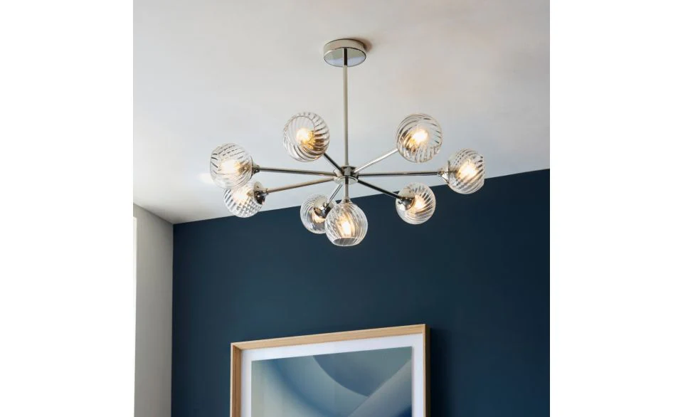 Furze 6Lt/ 8Lt Multi-Arm Pendant - Antique Brass/Bright Nickel - Image 18
