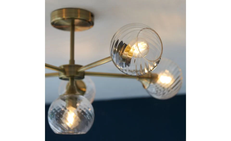 Furze 6Lt/ 8Lt Multi-Arm Pendant - Antique Brass/Bright Nickel - Image 3