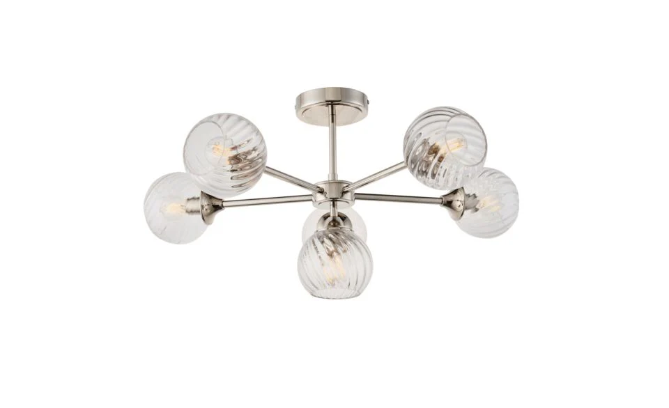 Furze 6Lt/ 8Lt Multi-Arm Pendant - Antique Brass/Bright Nickel - Image 6