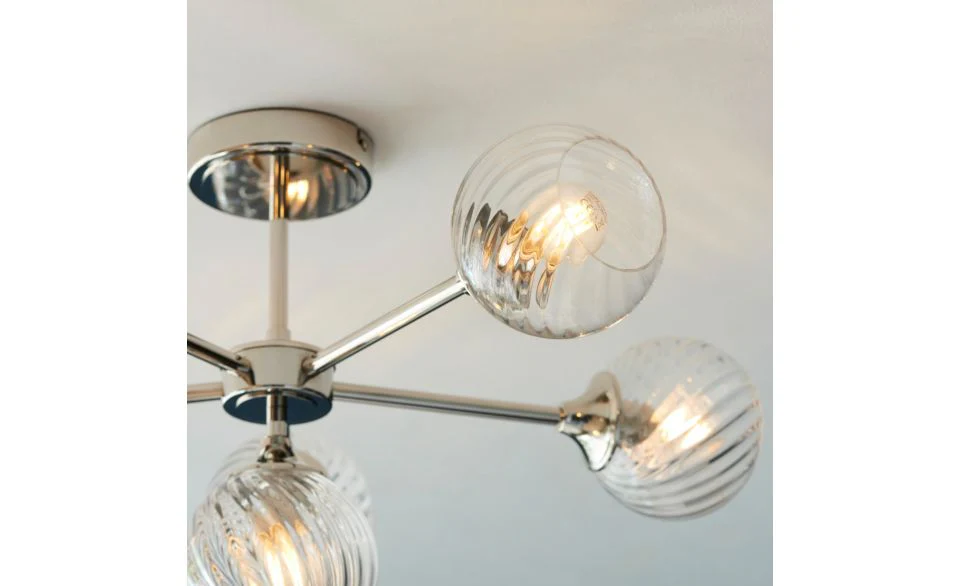 Furze 6Lt/ 8Lt Multi-Arm Pendant - Antique Brass/Bright Nickel - Image 7